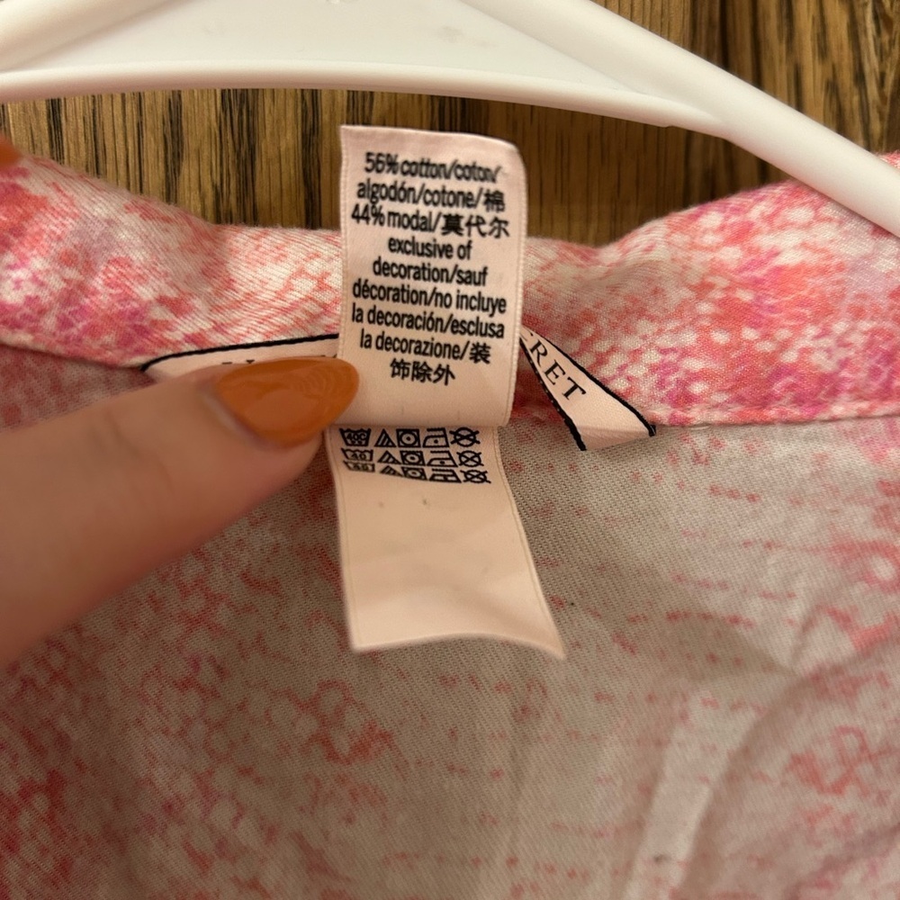 Victoria’s Secret Flannel Pink Snakeskin Nightgown Long Sleep Shirt Medium - Picture 6 of 7